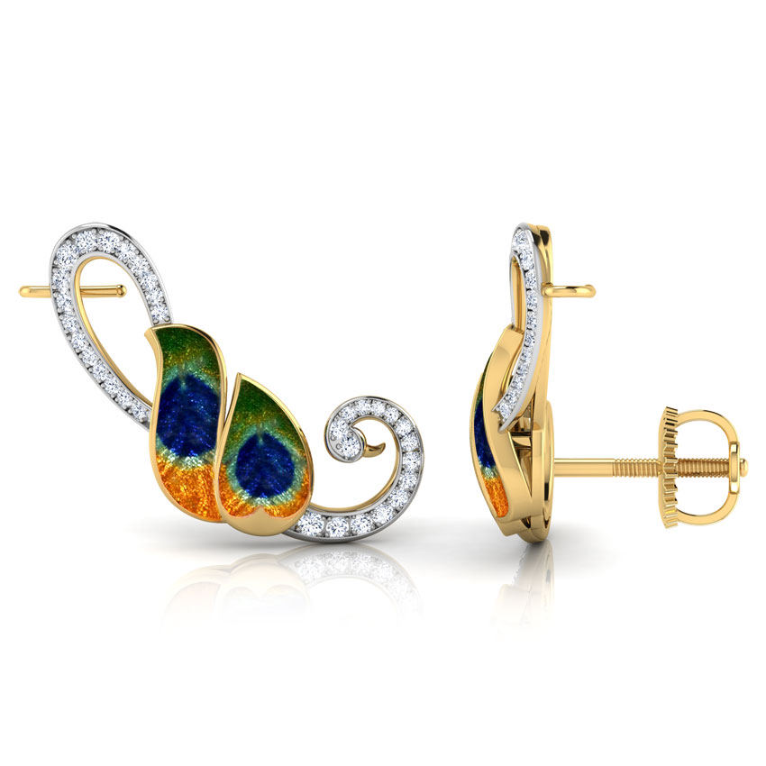 Peacock Plumes Diamond Ear Cuffs