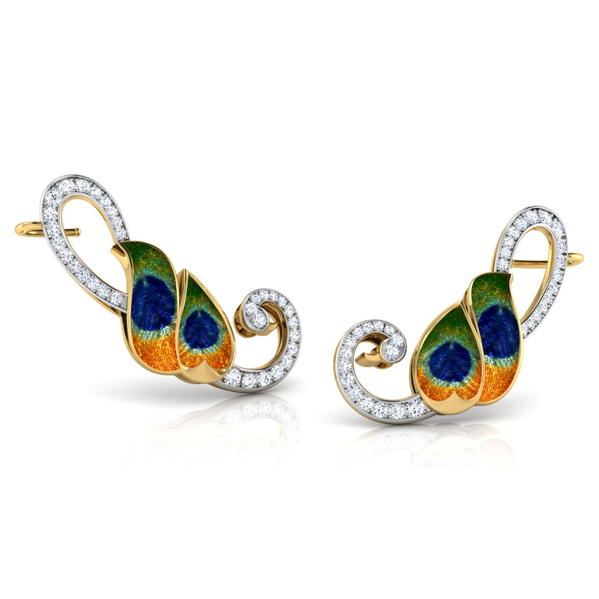 Peacock Plumes Diamond Ear Cuffs