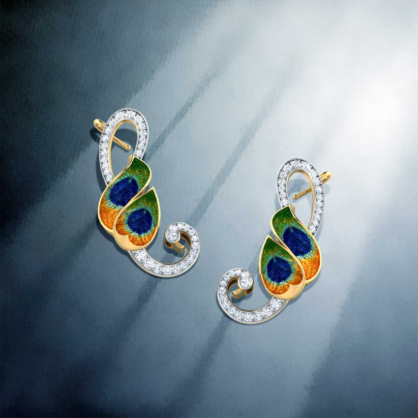 Peacock Plumes Diamond Ear Cuffs