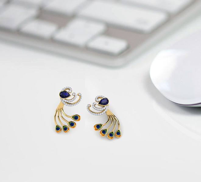 Glory Peacock Detachable Gemstone Drop Earrings Glory Peacock Detachable Gemstone Drop Earrings