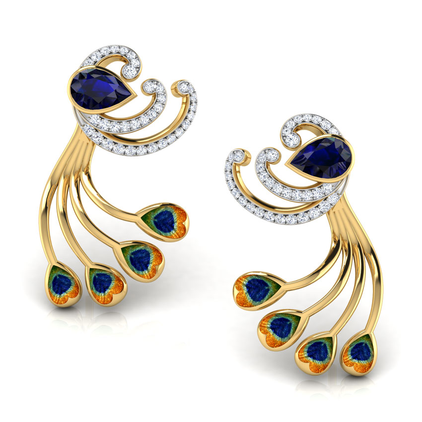Glory Peacock Detachable Gemstone Drop Earrings Glory Peacock Detachable Gemstone Drop Earrings