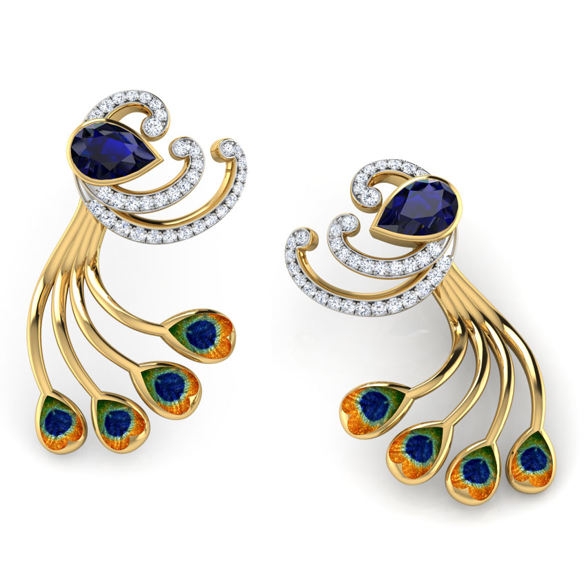 Glory Peacock Detachable Gemstone Drop Earrings Glory Peacock Detachable Gemstone Drop Earrings