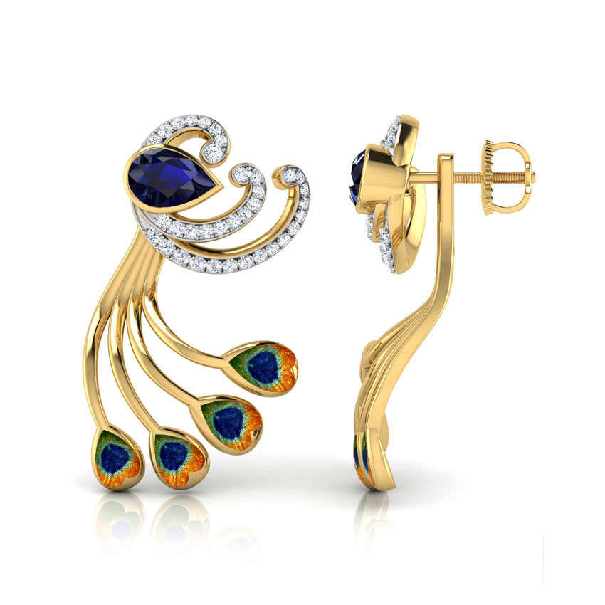 Glory Peacock Detachable Gemstone Drop Earrings Glory Peacock Detachable Gemstone Drop Earrings