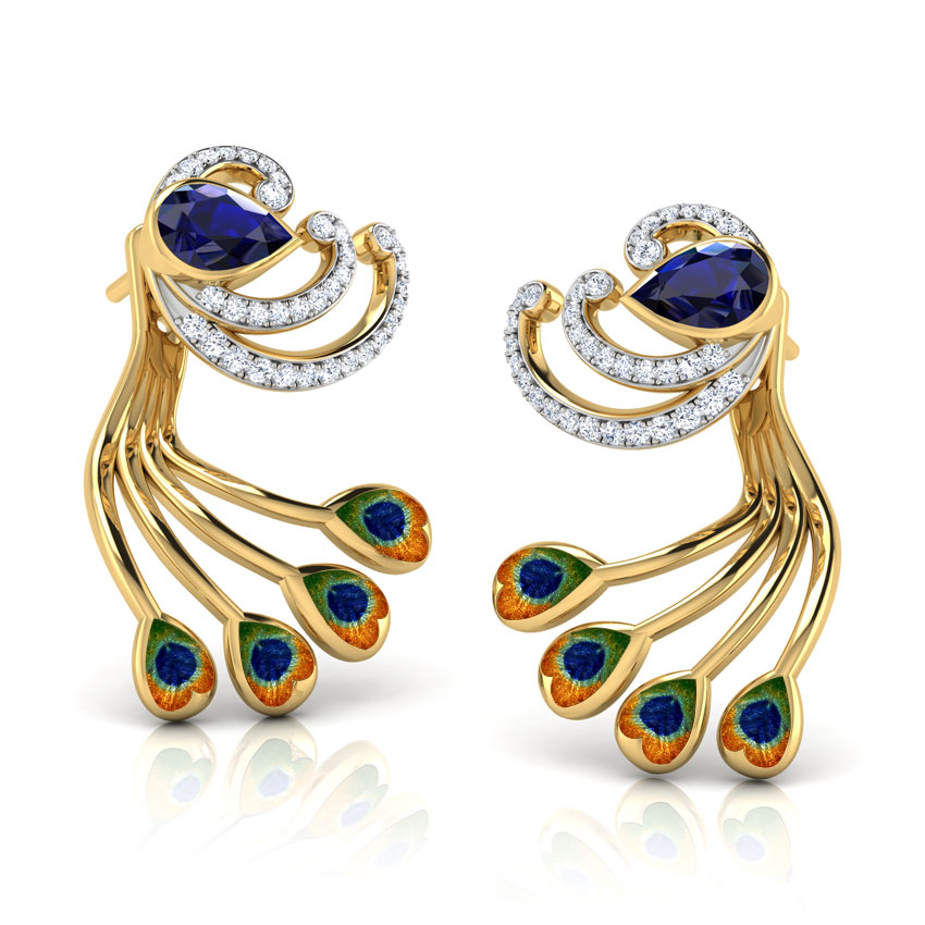 Glory Peacock Detachable Gemstone Drop Earrings Glory Peacock Detachable Gemstone Drop Earrings