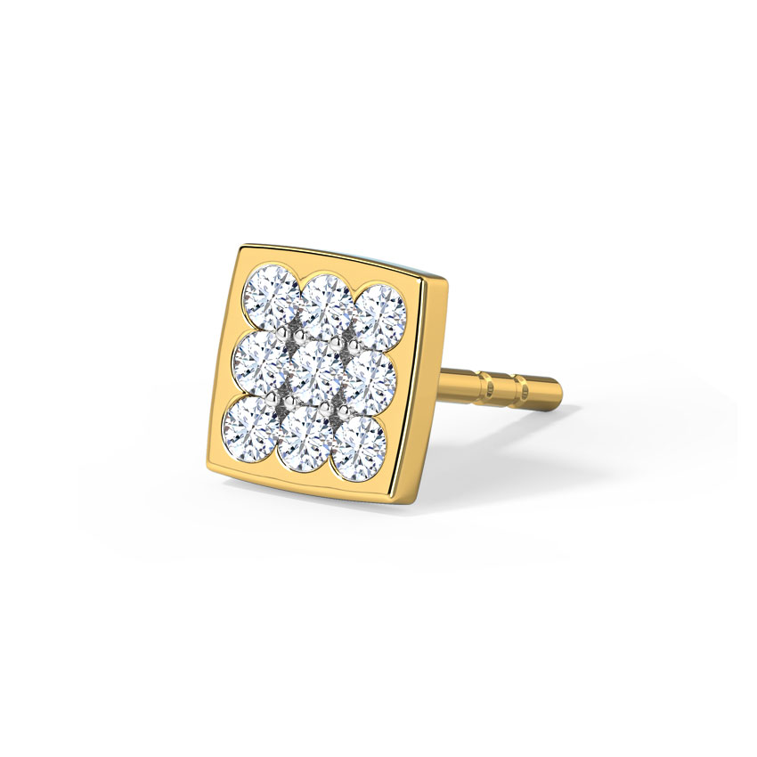 Diamond Earrings 14 Karat Yellow Gold Peter Diamond Ear Stud for Men
