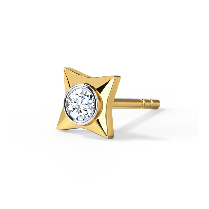 Diamond Earrings 18 Karat Yellow Gold Marc Diamond Ear Stud for Men