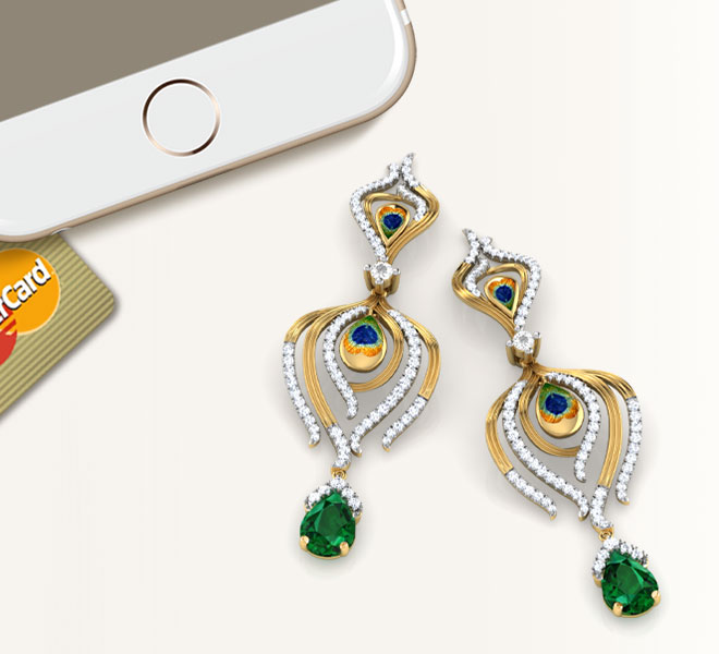 Peacock Pinion Gemstone Drop Earrings