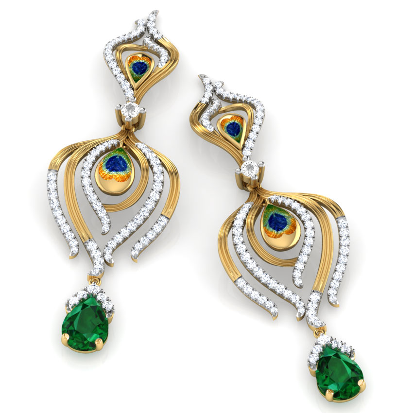 Peacock Pinion Gemstone Drop Earrings