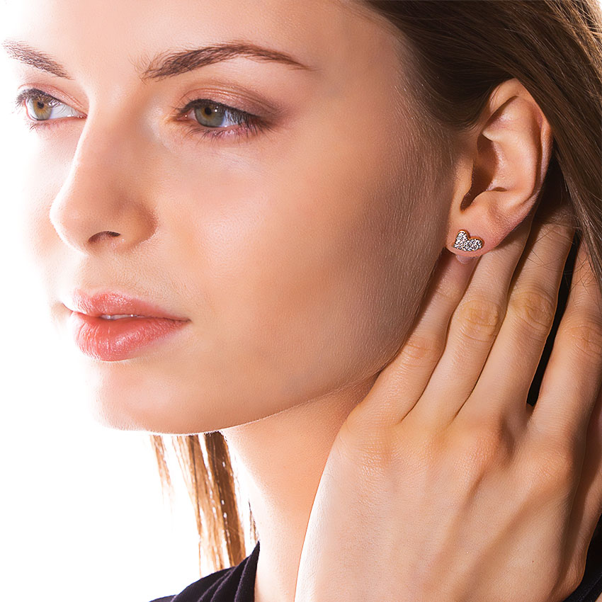 Full Heart Mismatched Diamond Stud Earrings Full Heart Mismatched Diamond Stud Earrings