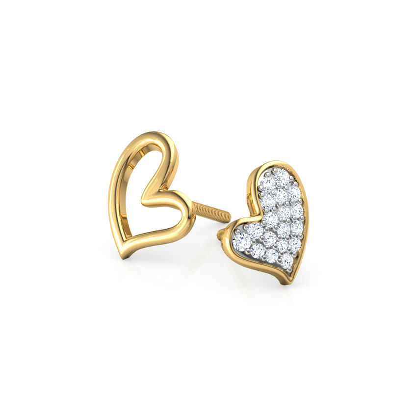 Full Heart Mismatched Diamond Stud Earrings Full Heart Mismatched Diamond Stud Earrings