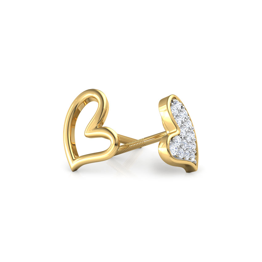 Full Heart Mismatched Diamond Stud Earrings Full Heart Mismatched Diamond Stud Earrings
