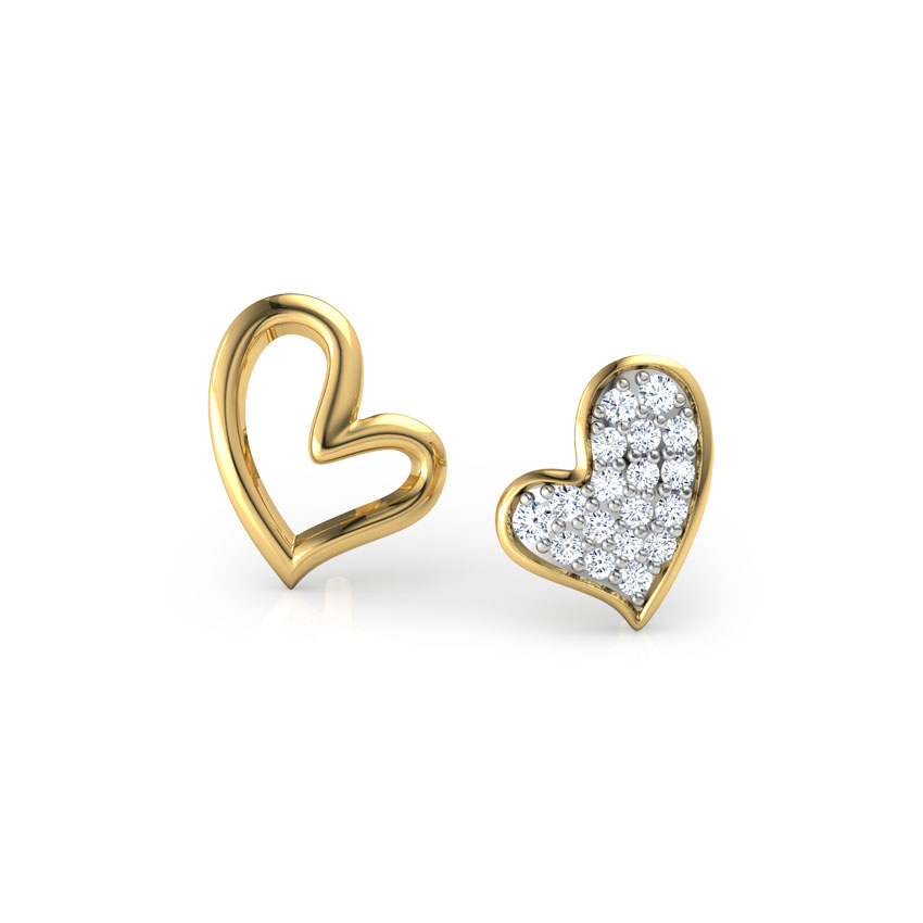 Full Heart Mismatched Diamond Stud Earrings Full Heart Mismatched Diamond Stud Earrings