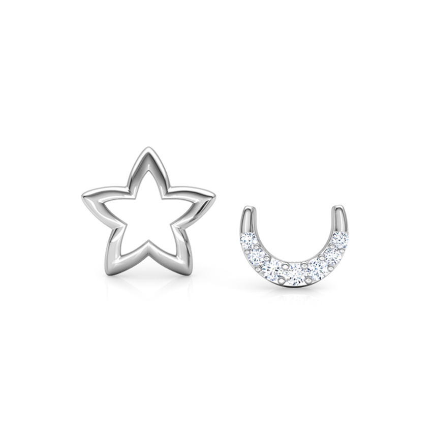 Star & Moon Mismatched Diamond Stud Earrings Star & Moon Mismatched Diamond Stud Earrings