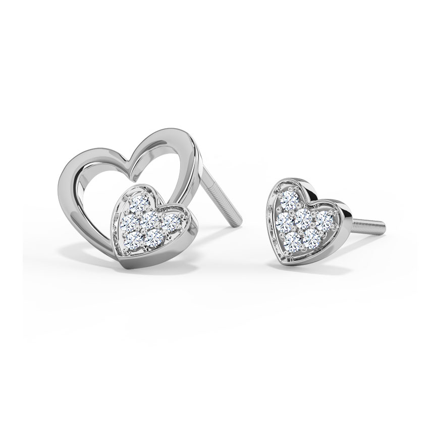 Heart & Heart Mismatched Diamond Stud Earrings Heart & Heart Mismatched Diamond Stud Earrings