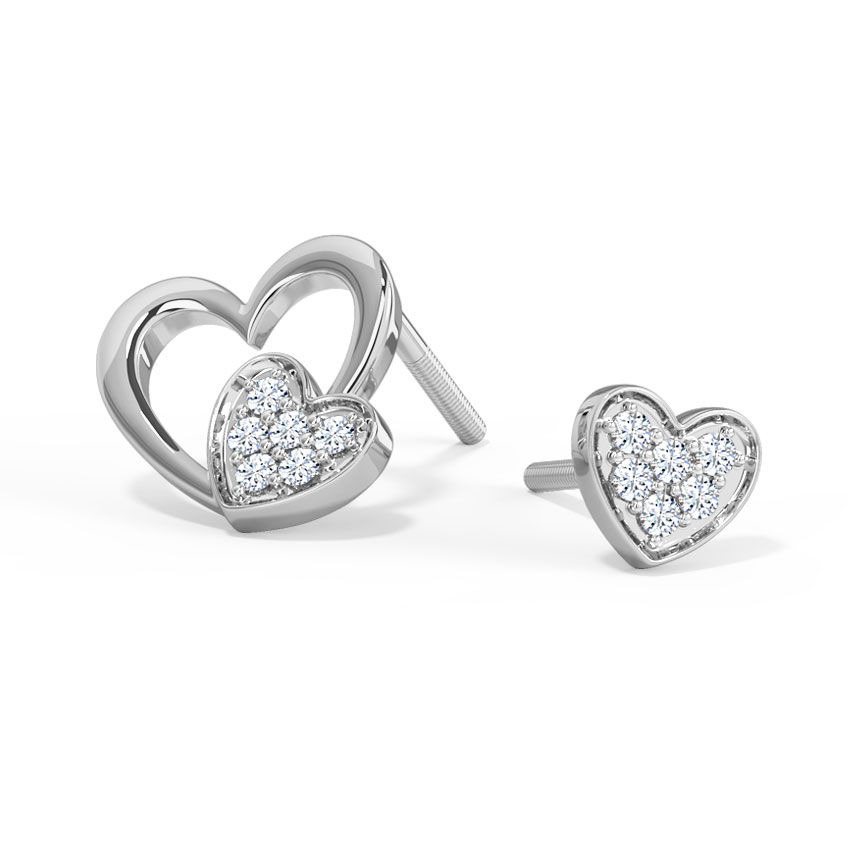 Heart & Heart Mismatched Diamond Stud Earrings Heart & Heart Mismatched Diamond Stud Earrings