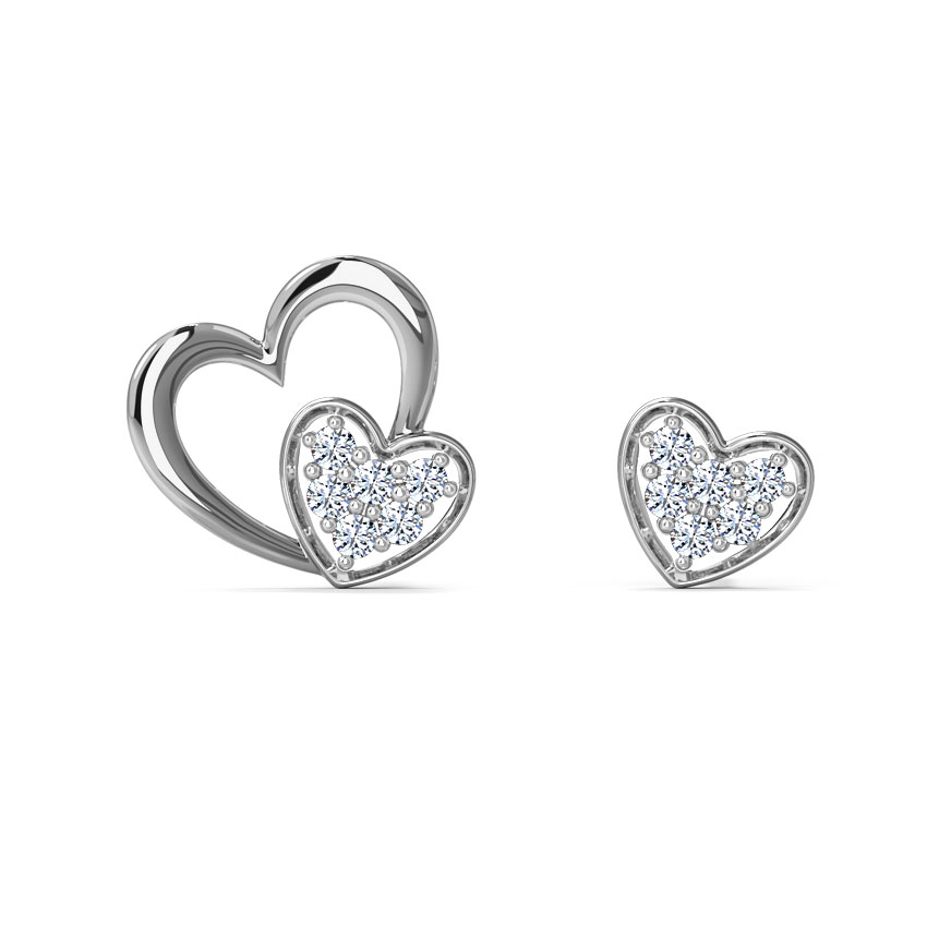 Heart & Heart Mismatched Diamond Stud Earrings Heart & Heart Mismatched Diamond Stud Earrings