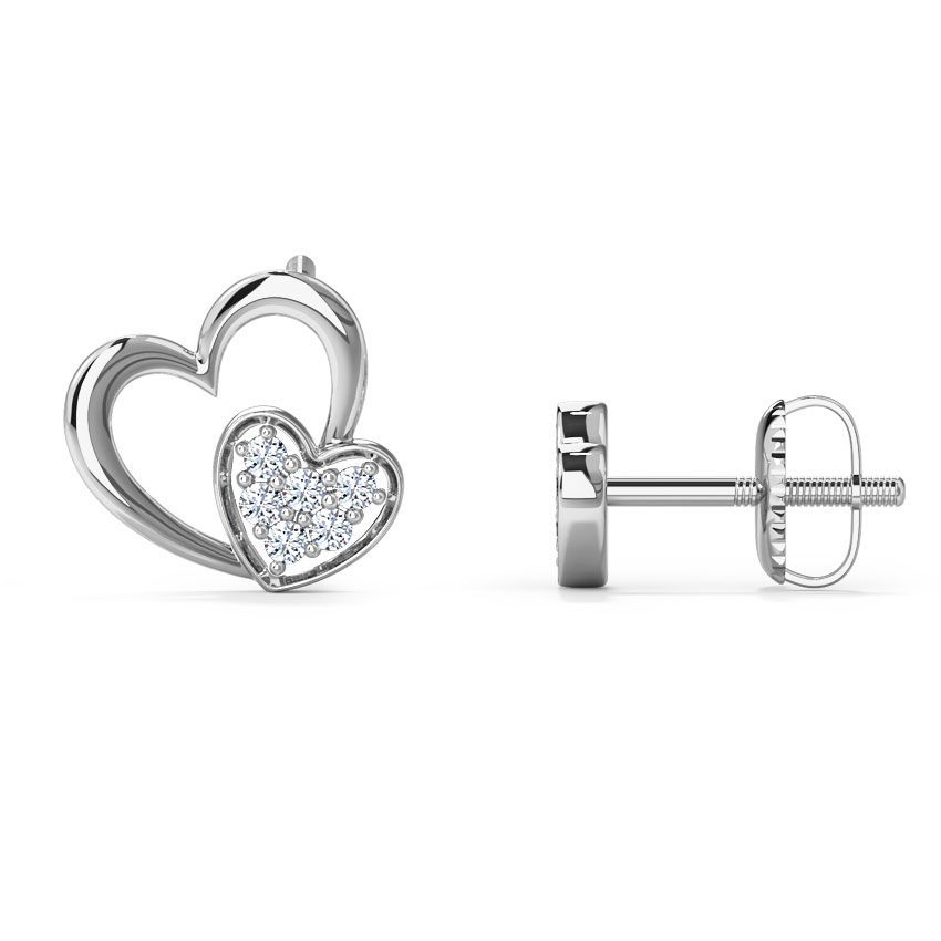 Heart & Heart Mismatched Diamond Stud Earrings Heart & Heart Mismatched Diamond Stud Earrings