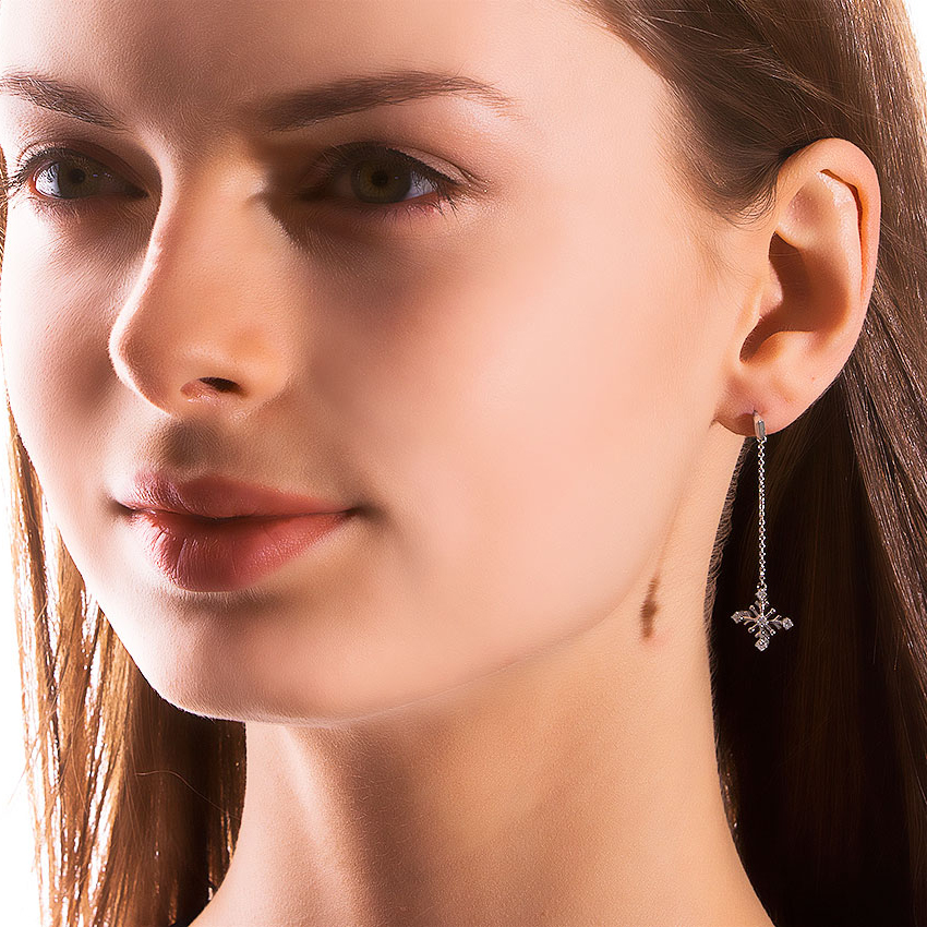 Snow Flakes Mismatched Diamond Earrings