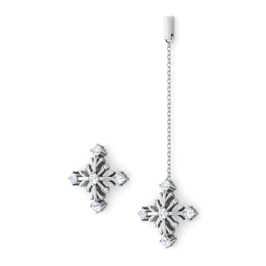 Snow Flakes Mismatched Diamond Earrings