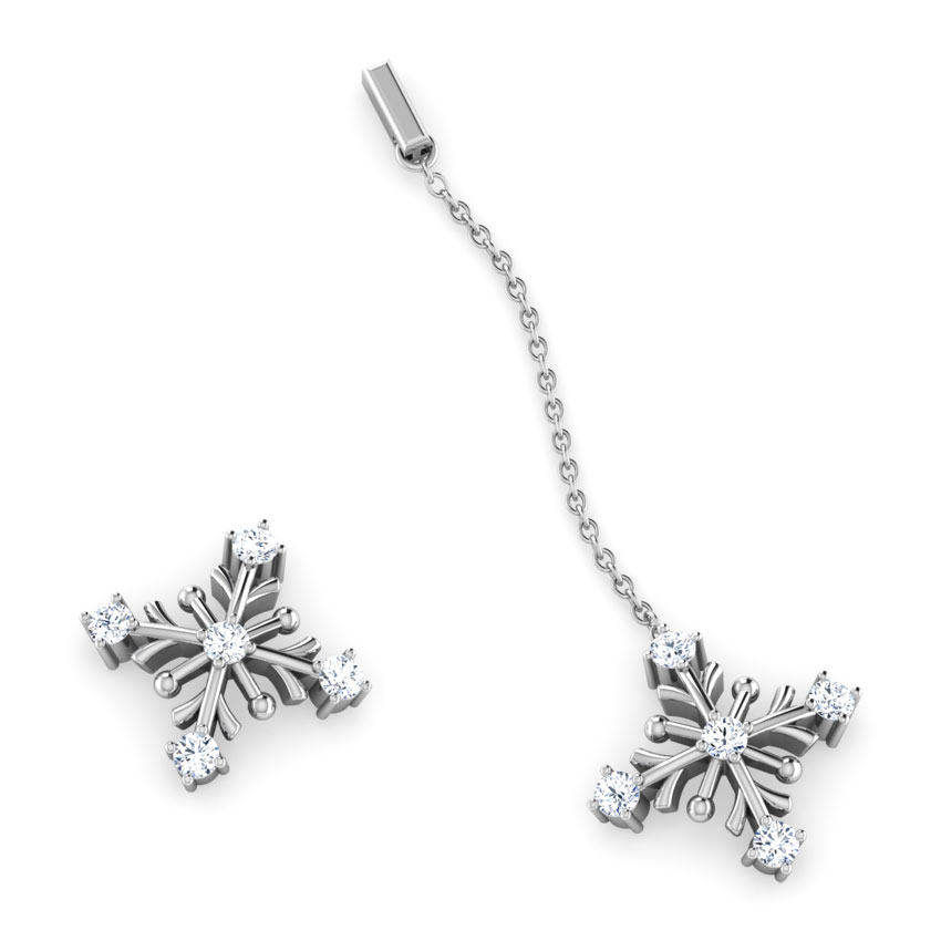 Snow Flakes Mismatched Diamond Earrings