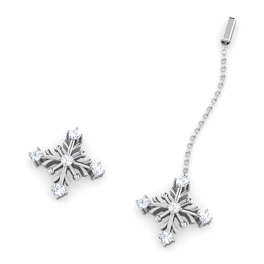 Snow Flakes Mismatched Diamond Earrings