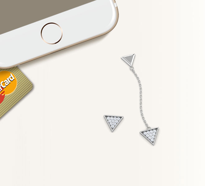 Diamond Earrings 18 Karat White Gold Triangular Mismatched Diamond Earrings