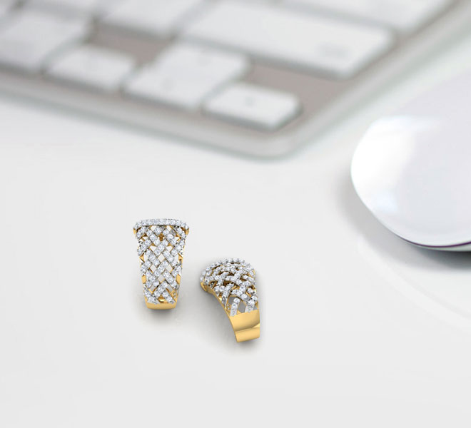 Weave Diamond Hoop Earrings