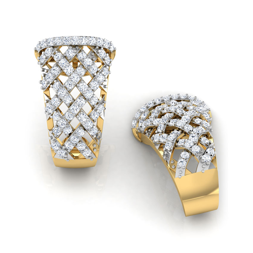 Weave Diamond Hoop Earrings