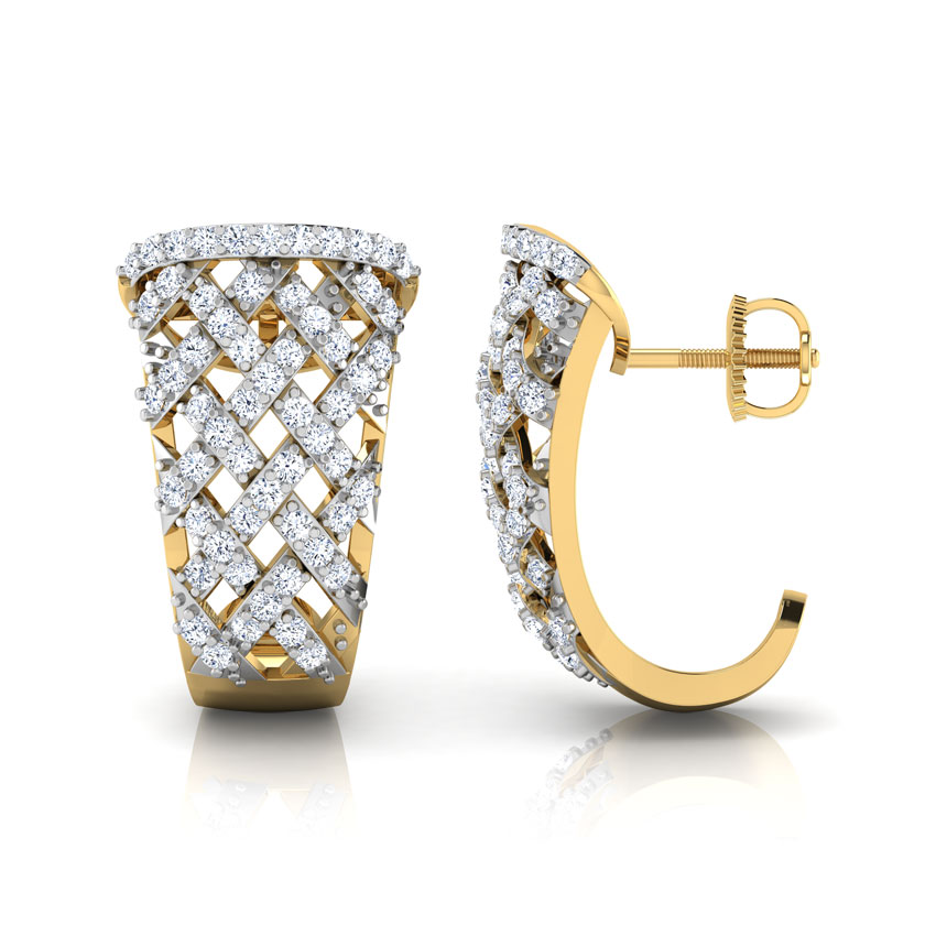Weave Diamond Hoop Earrings