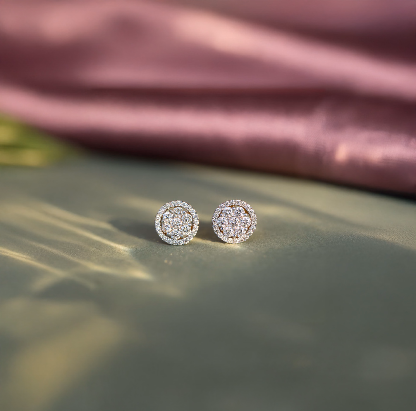Diamond Earrings 18 Karat Yellow Gold Carol Seven Stone Diamond Stud Earrings