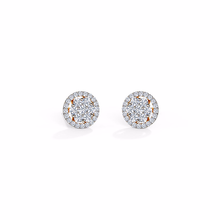 Diamond Earrings 18 Karat Yellow Gold Carol Seven Stone Diamond Stud Earrings