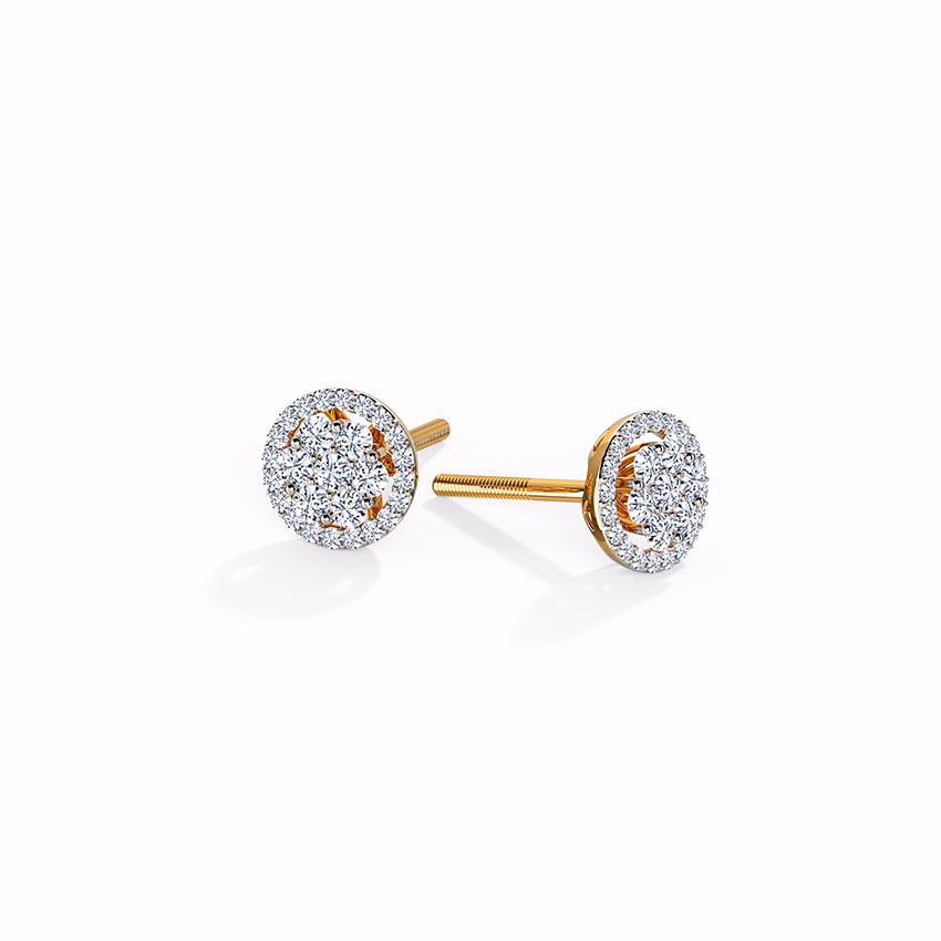 Diamond Earrings 18 Karat Yellow Gold Carol Seven Stone Diamond Stud Earrings