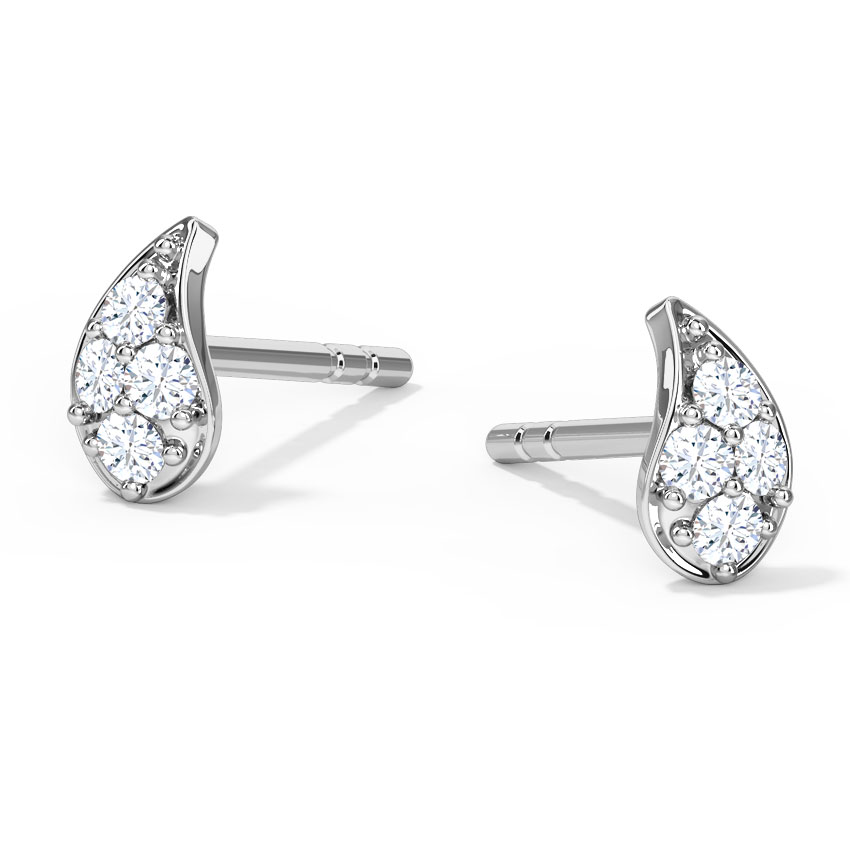 Frond Diamond Stud Earrings