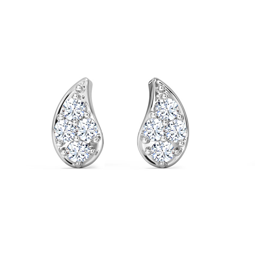 Frond Diamond Stud Earrings