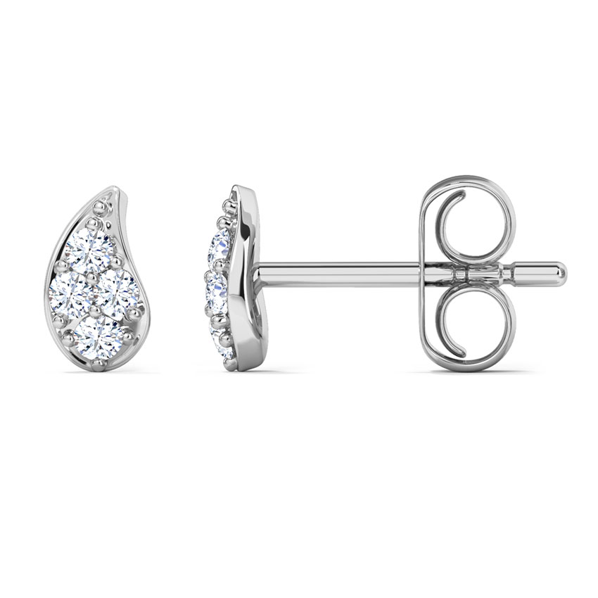Frond Diamond Stud Earrings