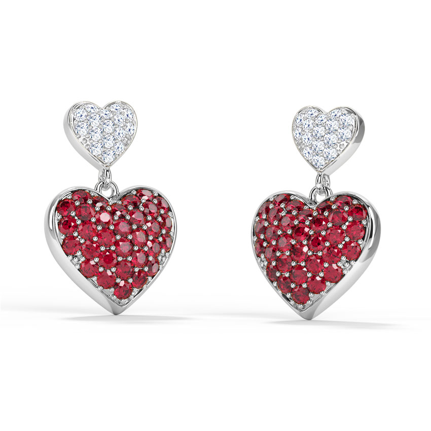 Duo Heart Gemstone Drop Earrings Duo Heart Gemstone Drop Earrings