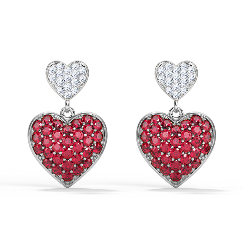 Duo Heart Gemstone Drop Earrings Duo Heart Gemstone Drop Earrings