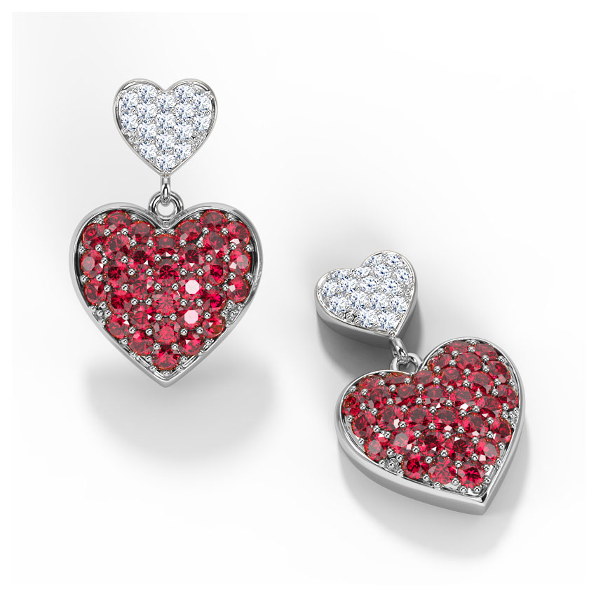 Duo Heart Gemstone Drop Earrings Duo Heart Gemstone Drop Earrings