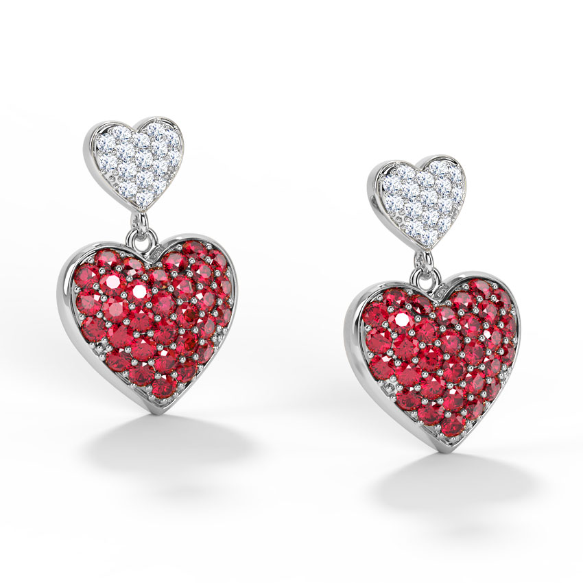 Duo Heart Gemstone Drop Earrings Duo Heart Gemstone Drop Earrings