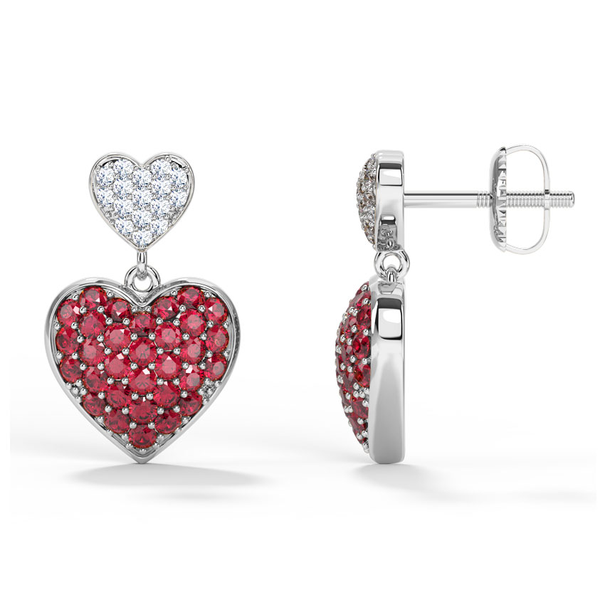 Duo Heart Gemstone Drop Earrings Duo Heart Gemstone Drop Earrings