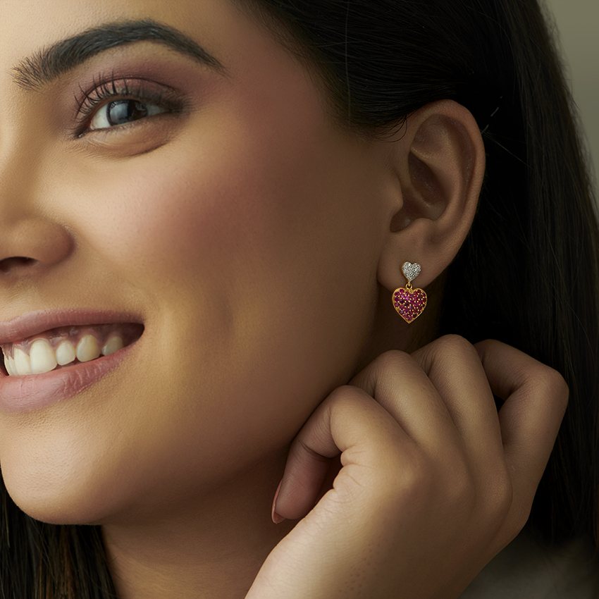 Duo Heart Gemstone Drop Earrings Duo Heart Gemstone Drop Earrings