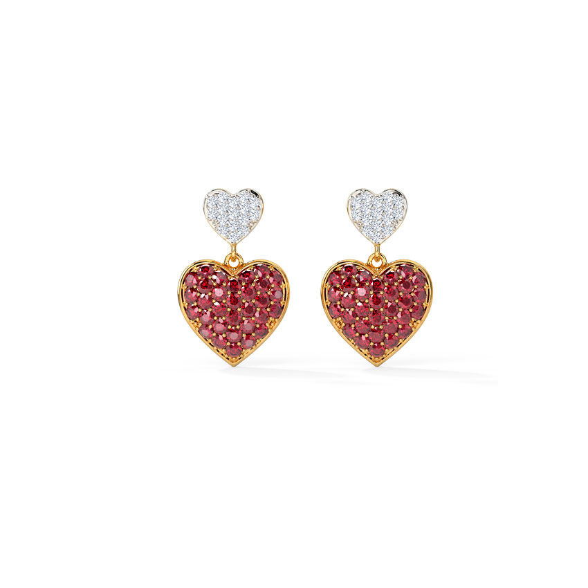 Duo Heart Gemstone Drop Earrings Duo Heart Gemstone Drop Earrings
