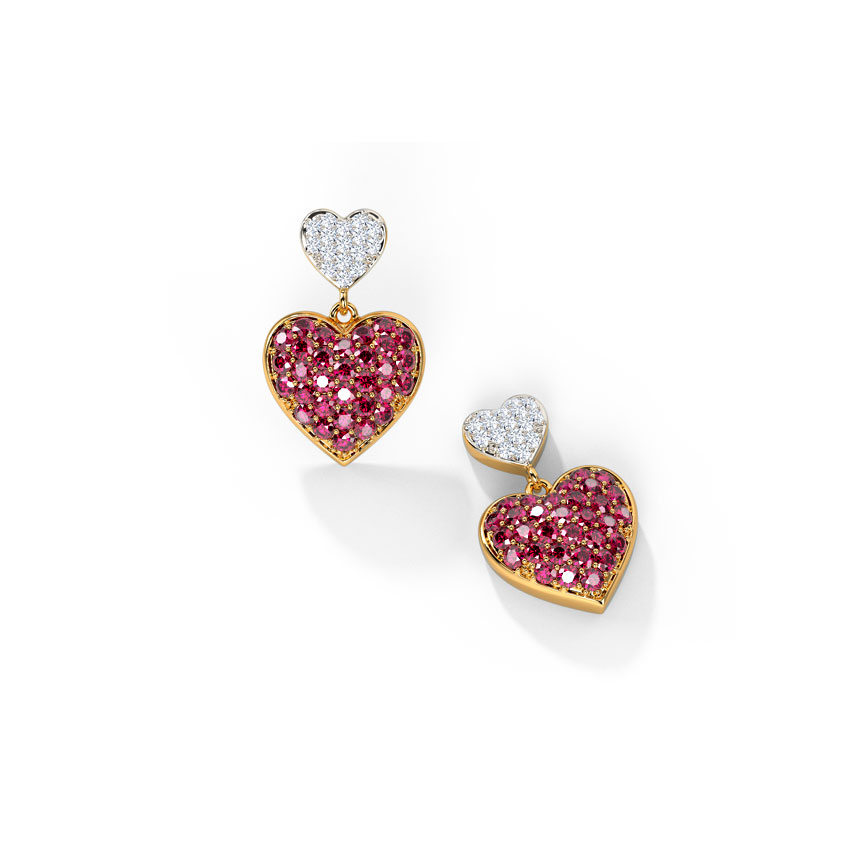 Duo Heart Gemstone Drop Earrings Duo Heart Gemstone Drop Earrings