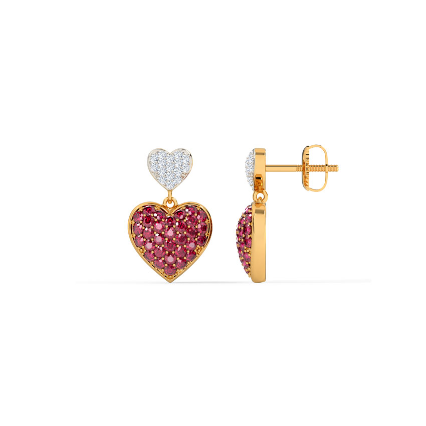 Duo Heart Gemstone Drop Earrings Duo Heart Gemstone Drop Earrings