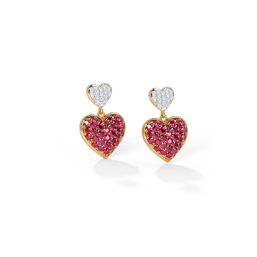 Duo Heart Gemstone Drop Earrings Duo Heart Gemstone Drop Earrings