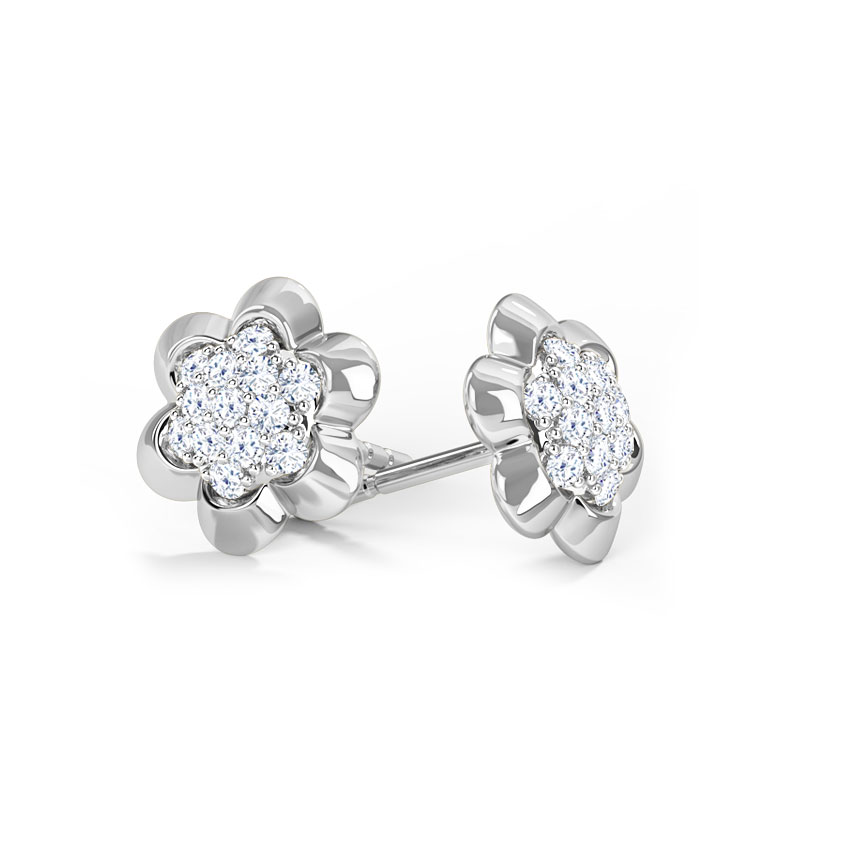 Floral Clutch Diamond Stud Earrings
