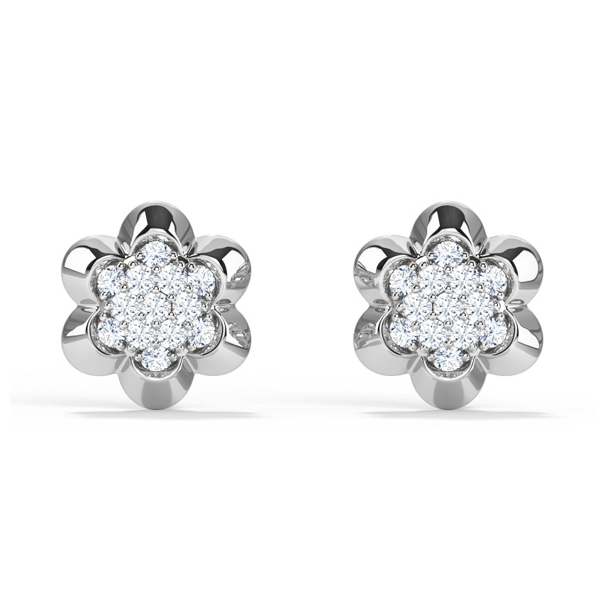 Floral Clutch Diamond Stud Earrings