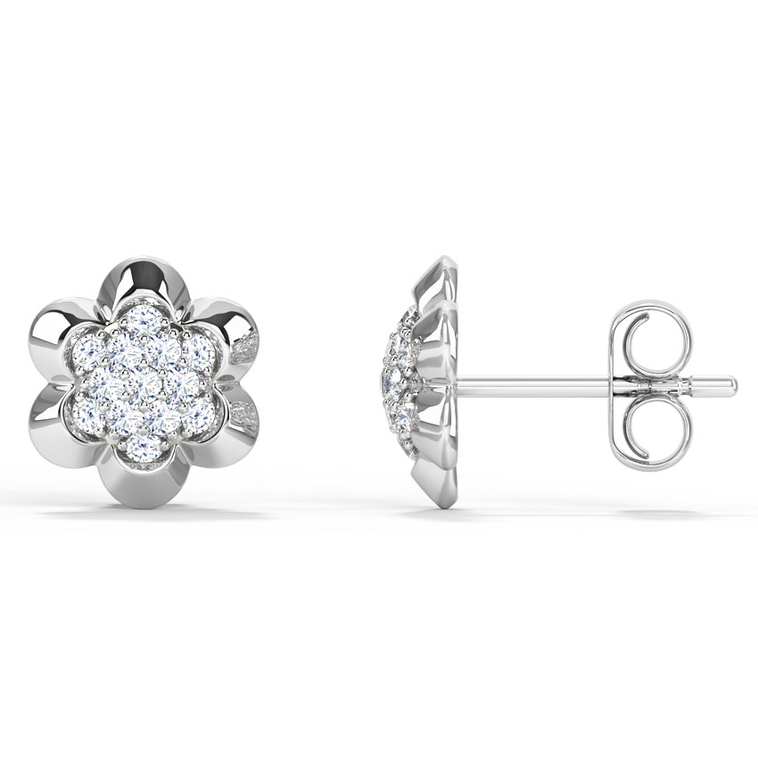 Floral Clutch Diamond Stud Earrings