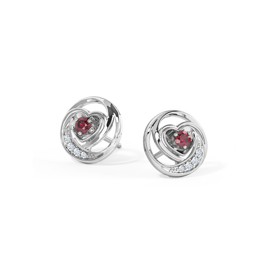 Lovable Heart Gemstone Stud Earrings Lovable Heart Gemstone Stud Earrings