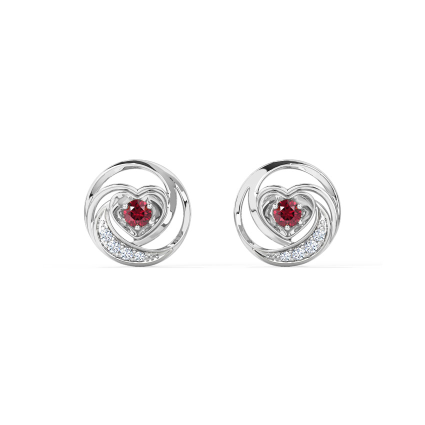 Lovable Heart Gemstone Stud Earrings Lovable Heart Gemstone Stud Earrings
